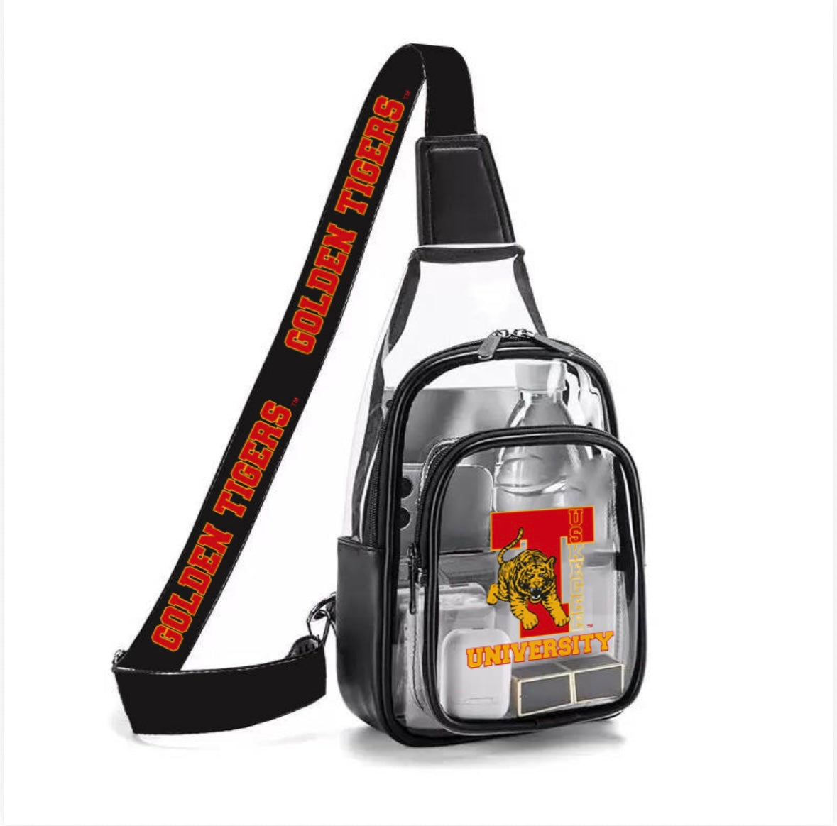 TU HOCO PICK-UP ONLY- Golden Tigers Clear Crossbody Bag